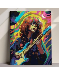 Картина по номерам на холсте 40х50 см Девушка с гитарой в стиле 70 х Борода малевича