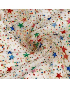 Ткань Органза звезды и горох 100х150 см Страна карнавалия