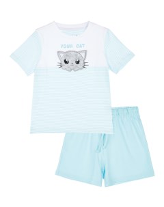 Комплект трикотажный фуфайка футболка шорты пижама классического пояс Playtoday