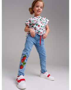 Брюки текстильные джинсовые для девочек Playtoday kids