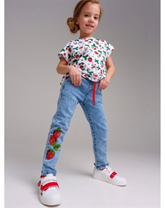 Брюки текстильные джинсовые для девочек Playtoday kids