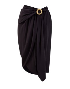 Шелковая юбка асимметричного кроя с золотистой пряжкой Lanvin