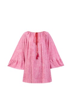 Блуза из тонкой вискозы с принтом и плетеными кисточками Etro