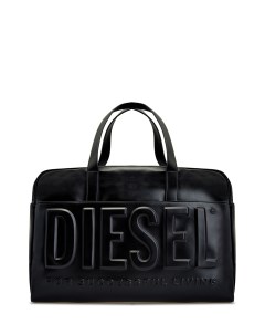 Дорожная сумка из гладкой эко кожи с фактурным логотипом Diesel