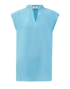 Шелковая блуза удлиненного кроя с V образным вырезом Etro