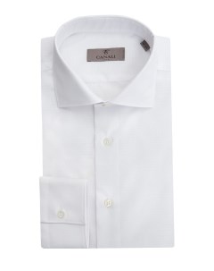 Белая рубашка из хлопка с микро узором в тон Canali