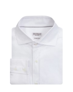 Рубашка Slim Fit из мягкого хлопкового поплина Brunello cucinelli