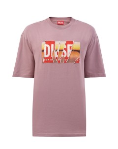 Свободная футболка T Wash из хлопка с двойным принтом Diesel