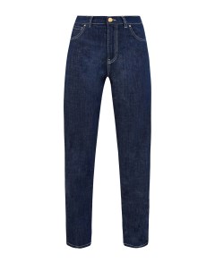 Высокие джинсы с контрастной прострочкой и литой фурнитурой Lorena antoniazzi