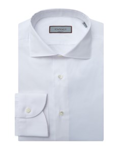 Белая рубашка из гладкого эластичного хлопка Canali