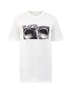 Хлопковая футболка с контрастным принтом Goggle C.p. company