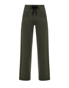 Широкие брюки из трикотажа с поясом на контрастной кулиске Yves salomon