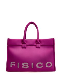 Мягкая сумка шоппер с логотипом из мерцающих стразов Fisico
