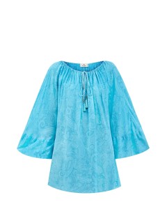 Легкая блуза с плетеными кисточками и принтом в тон Etro