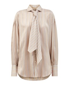 Шелковая блуза oversize со съемной лентой на вороте Brunello cucinelli