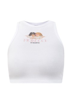 Хлопковый кроп топ в рубчик с принтом Fiorucci Mc2 saint barth