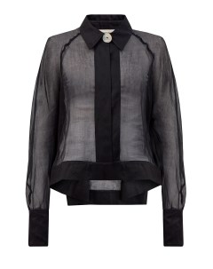 Полупрозрачная блуза из хлопкового шифона с перламутровой пуговицей Gentryportofino