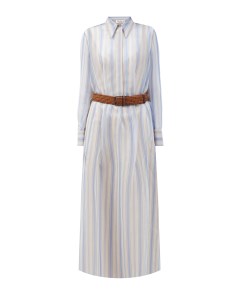 Платье рубашка из шелкового шифона с плетеным ремнем Rustic Brunello cucinelli