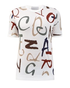 Хлопковая футболка из джерси с контрастным принтом Cortigiani