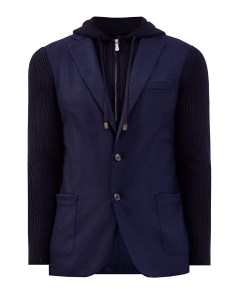 Комбинированный пиджак из плотной шерсти и трикотажа в рубчик Eleventy