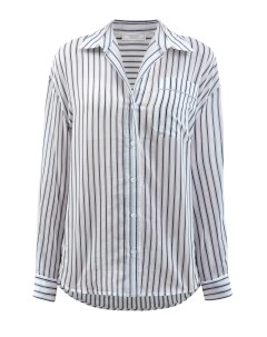 Блуза из тонкого хлопка и шелка в полоску с деталью Punto Luce Peserico