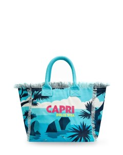 Пляжная сумка из хлопка с бахромой и принтом Capri Mc2 saint barth