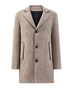 Однобортное пальто из меланжевой шерсти с фактурными швами Cudgi