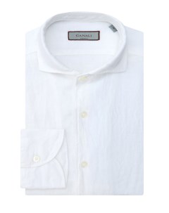 Белая льняная рубашка в классическом стиле Canali