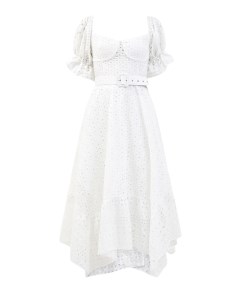 Белое платье из кружева broderie anglaise с объемными рукавами Charo ruiz ibiza