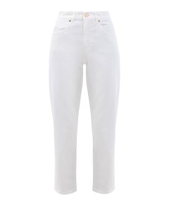 Белые джинсы укороченного кроя с нашивкой из кожи на поясе Lorena antoniazzi