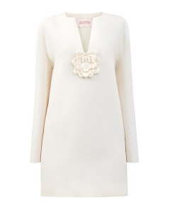 Платье из плотной ткани Crepe Couture с вышивкой Rose Petal Valentino
