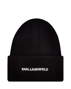 Шапка K Essential английской вязки с контрастной вышивкой Karl lagerfeld