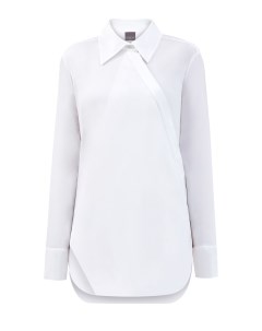 Блуза асимметричного кроя из хлопка с шифоновой спинкой Lorena antoniazzi