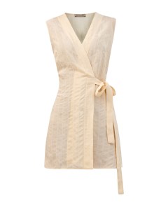Легкая блуза без рукавов с фактурной прострочкой и поясом лентой Gentryportofino