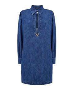 Платье рубашка из ткани шамбре с литым логотипом VGOLD Valentino