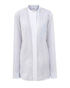 Рубашка из хлопкового поплина в полоску с вышитой монограммой Jil sander
