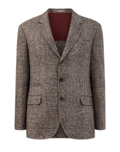 Пиджак с узором в виндзорскую клетку из шерсти и мягкой альпаки Brunello cucinelli