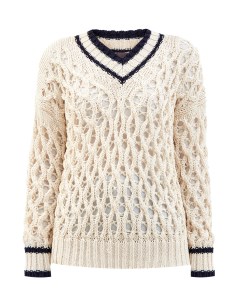 Хлопковый пуловер узорной вязки с мерцающими пайетками Lorena antoniazzi