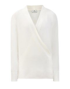 Шелковая блуза с V образным вырезом на запах Etro
