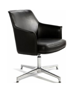 Офисное кресло Бордо CF C1918 CF black leather черная кожа алюминий крестовина Norden