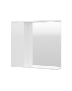 Зеркало шкаф Lake 80 L с подсветкой белый Волна