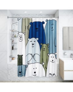 Штора для ванной Bear 180x200 см полиэстер цвет мультиколор Fixsen