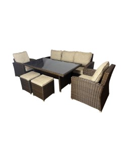Набор садовой мебели Альби сталь цвет коричневый диван 1 шт кресла 2 шт пуфик 2 шт стол 1 шт Greengard