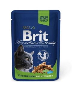 Корм для кошек Premium Cat Курица для стерилизованных кошек конс пауч Brit*