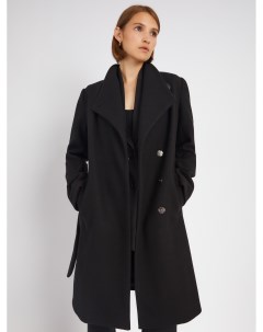 Укороченное пальто без утеплителя на кнопках с воротником на запах и поясом Zolla