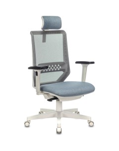 Кресло руководителя Бюрократ EXPERT серый сиденье голубой 38 405 сетка ткань с подголов крестовина п Buro