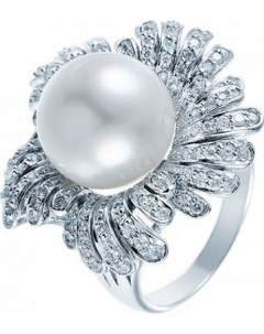 Кольцо с бриллиантами и жемчугом из белого золота Джей ви