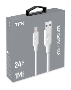 Кабель Micro USB USB экранированный 2 4A 1м белый CMICUSB1MWH Tfn