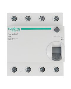 УЗО City9 Set ВДТ 25А 30 мА 3P N тип АС 6 кА C9R36425 Systeme electric