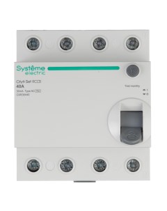УЗО City9 Set ВДТ 40А 30 мА 3P N тип АС 6 кА C9R36440 Systeme electric